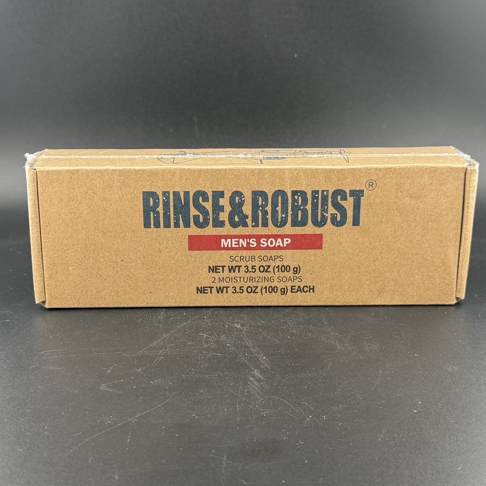 Rinse & Robust Men's Soap 3 Pack Leather Sandalwood Teakwood Scrub NIB